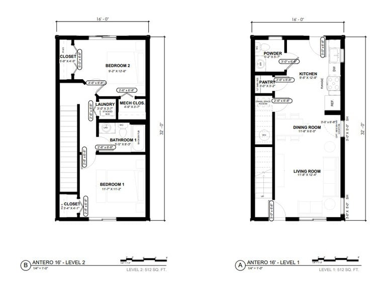 The floorplan for the ANTERO unit 