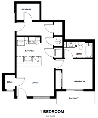 Layout of One-Bedroom Frisco Employee Housing Unit