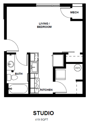 Layout of Studio Frisco Employee Housing Unit