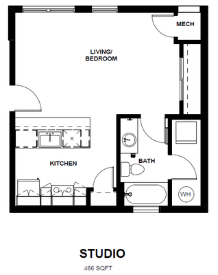 Layout of Studio Frisco Employee Housing Unit