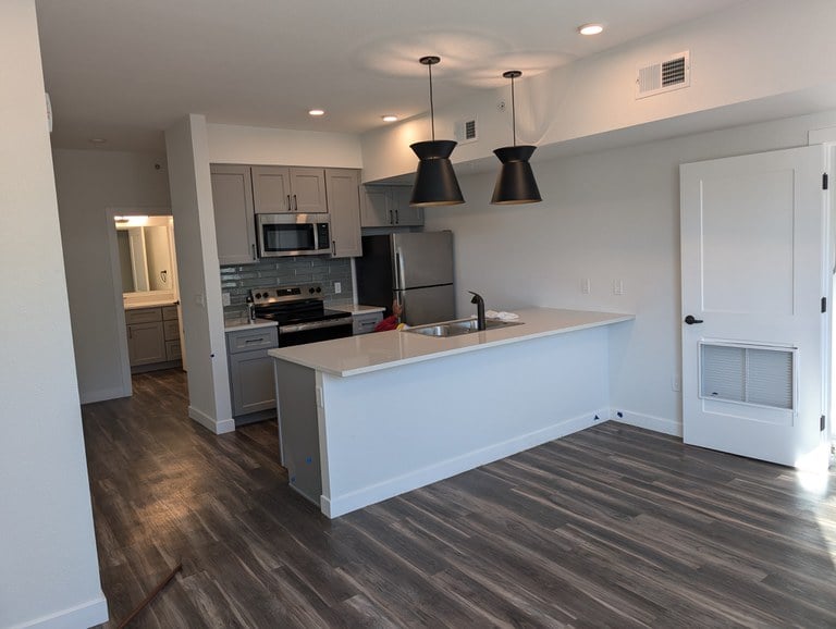 Kitchen in two-bedroom unit at Frisco