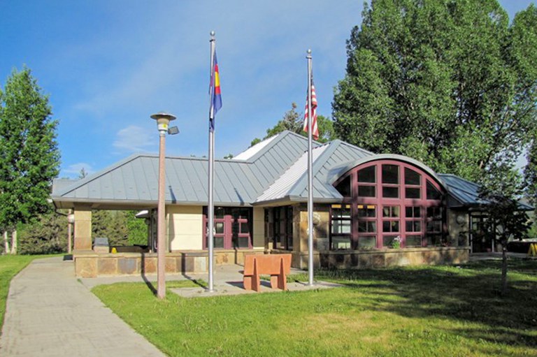 The main building of the CDOT rest area in Edwards, Colorado