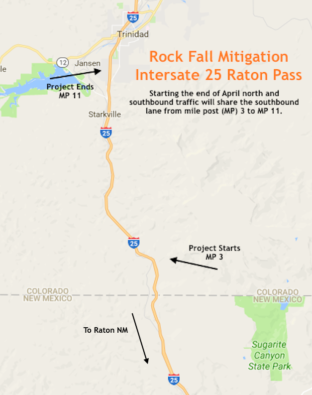 Rockfall mitigation on I-25 at Raton Pass