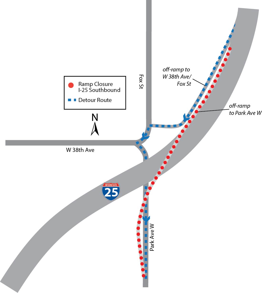 I-25 Park Avenue ramp detour