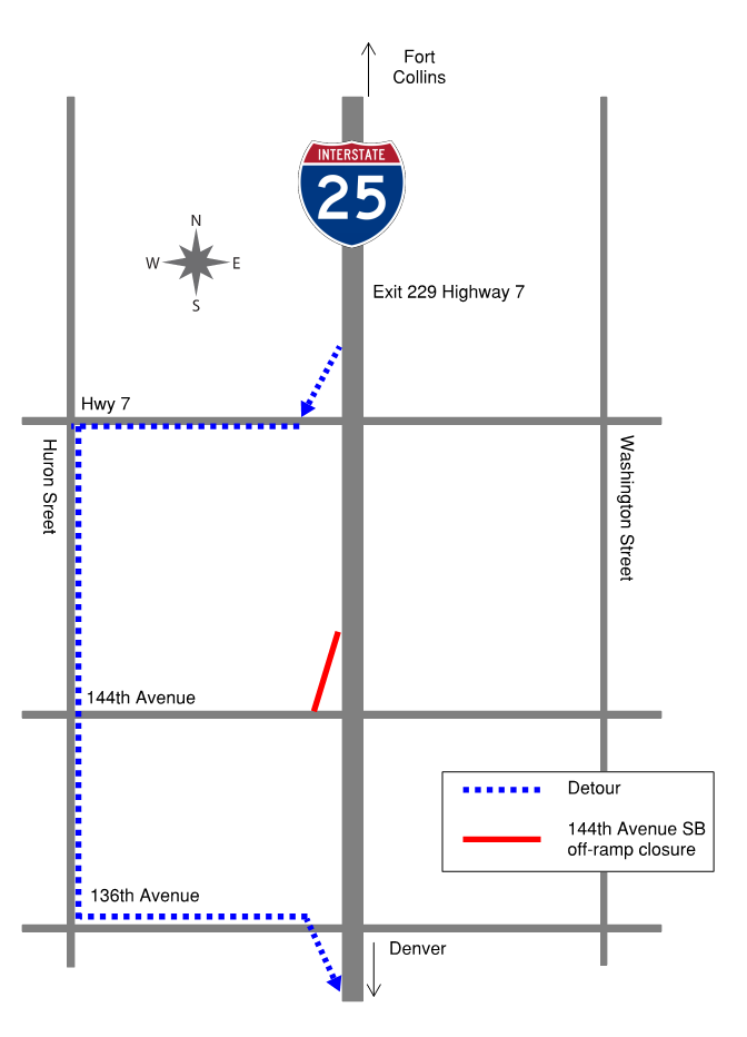 Southbound I-25 Ramp to 144th Closure detail image