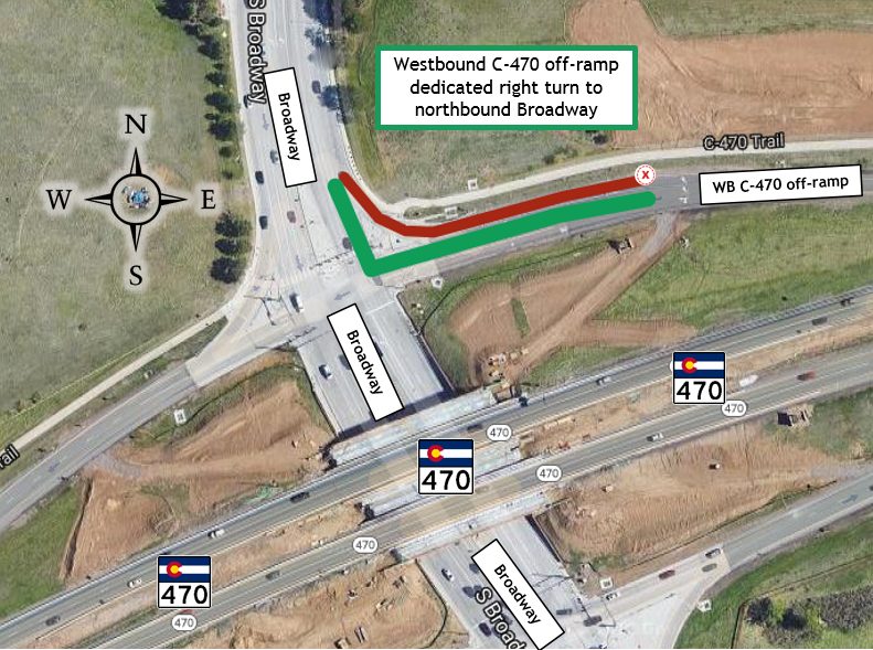 Broadway Right Turn C-470 Express Lanes