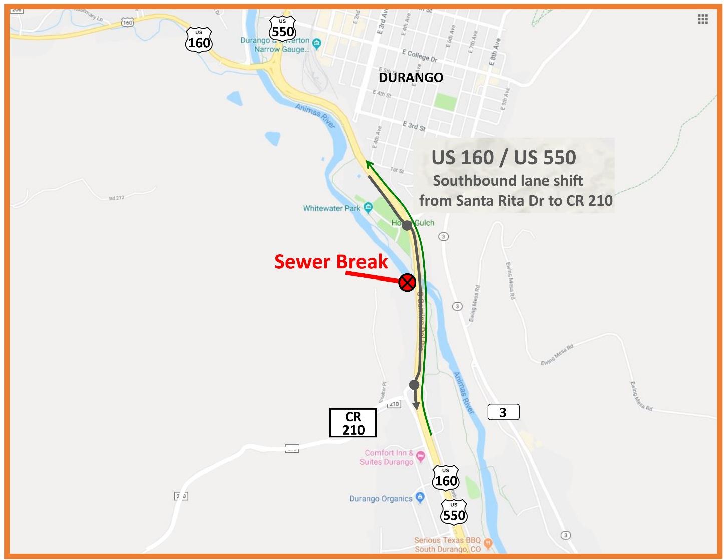 US 550 Sewage Break Map