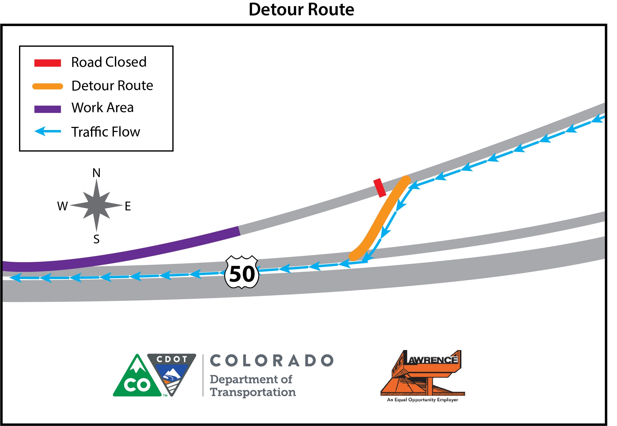 Detour map for US 50 On-Ramp detail image