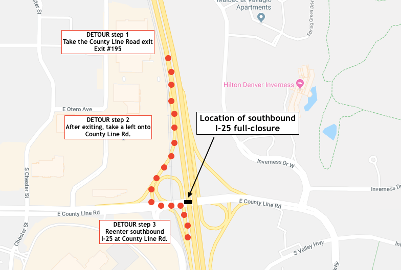 I-25 overlay project detour