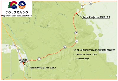 US 24 Johnson Village Chip Seal Project map