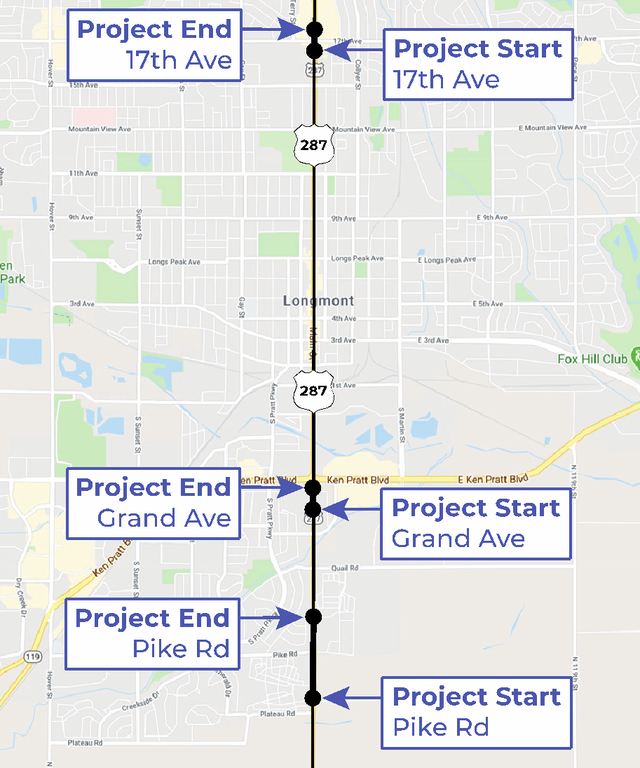 US 287 Foothills Project Map