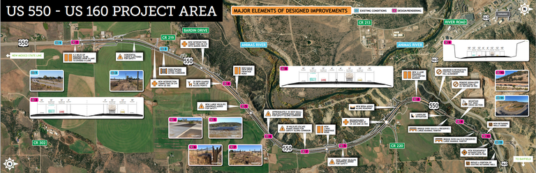 US 550 Durango Work Zone Map