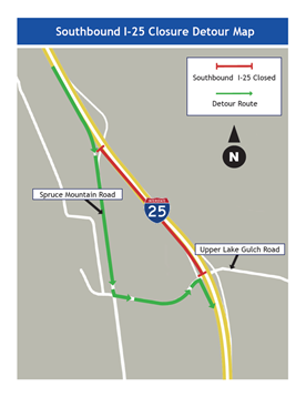 I-25 SB Closure Map