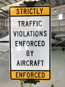 South Gap sign - Traffic Violations enforced by aircraft
