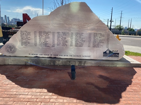 Memorial Rock with names of the Fallen