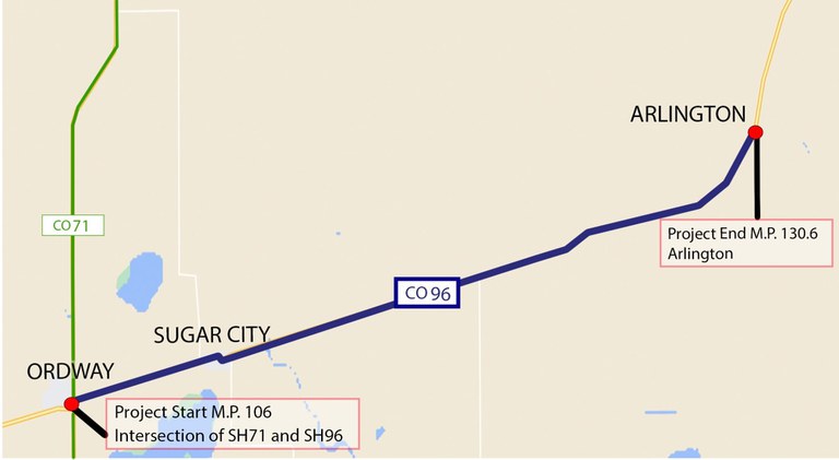 CO 96 Ordway to Arlington Project Map