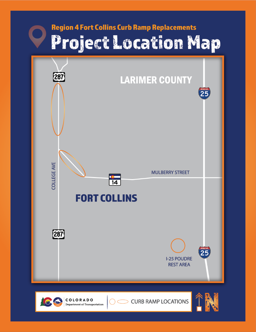 Region 4 Fort Collins Curb Ramp Replacements project map detail image