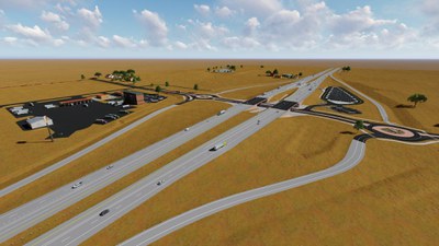A view of the new interchange with the mobility hub to the north.