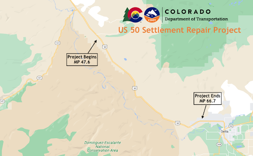 US 50 Settlement Repair project map