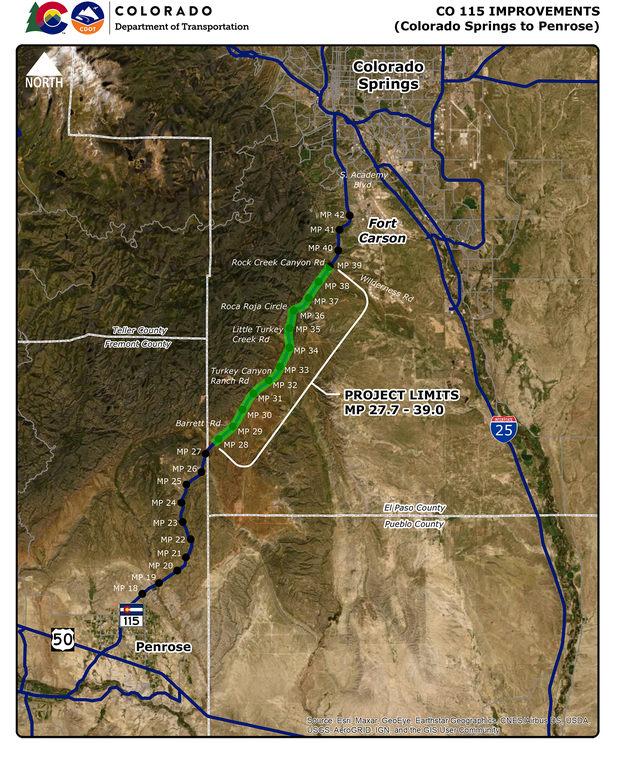 CO 115 Improvements Colorado Springs to Penrose