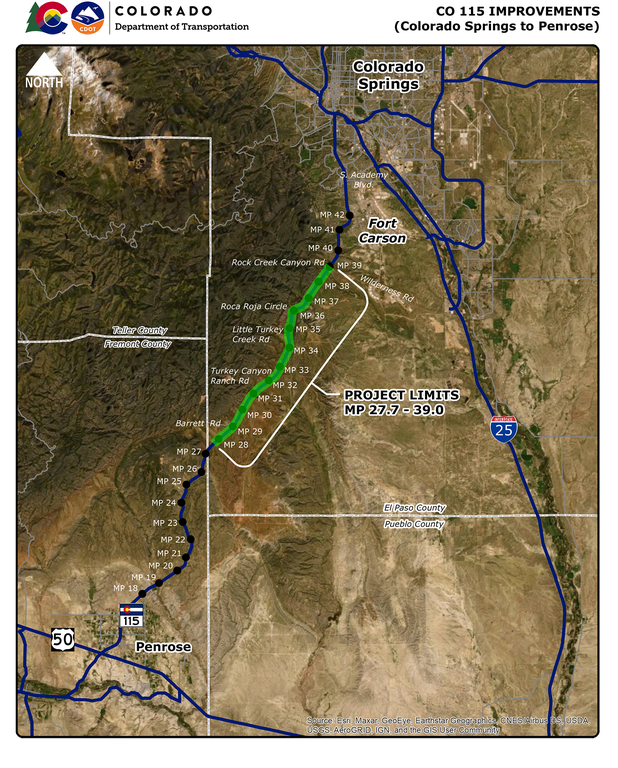 CO 115 Improvements Colorado Springs to Penrose