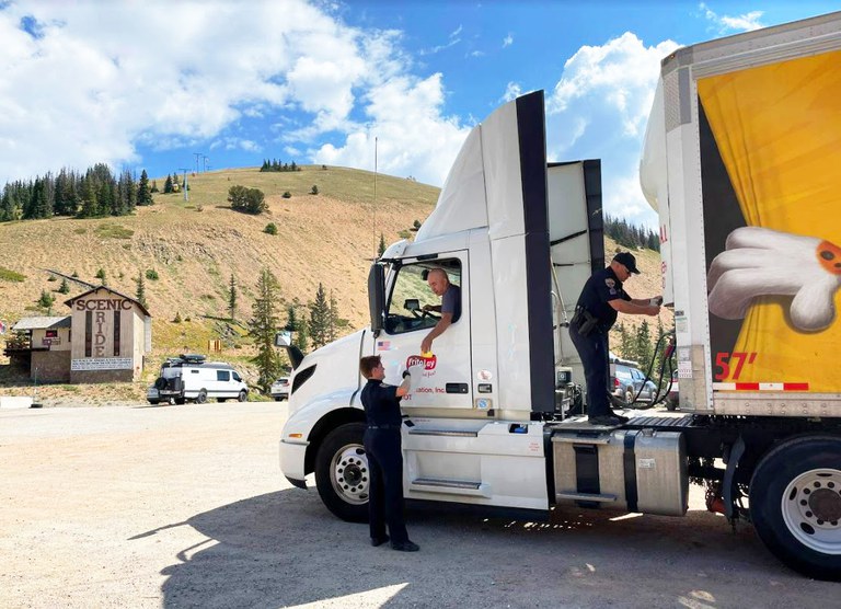 During the week of September 6, CSP’s Motor Carrier Safety troopers teamed up to inspect commercial motor vehicles and alert drivers of a runaway truck ramp closure approximately four miles east of Monarch Pass summit (US Highway 50).