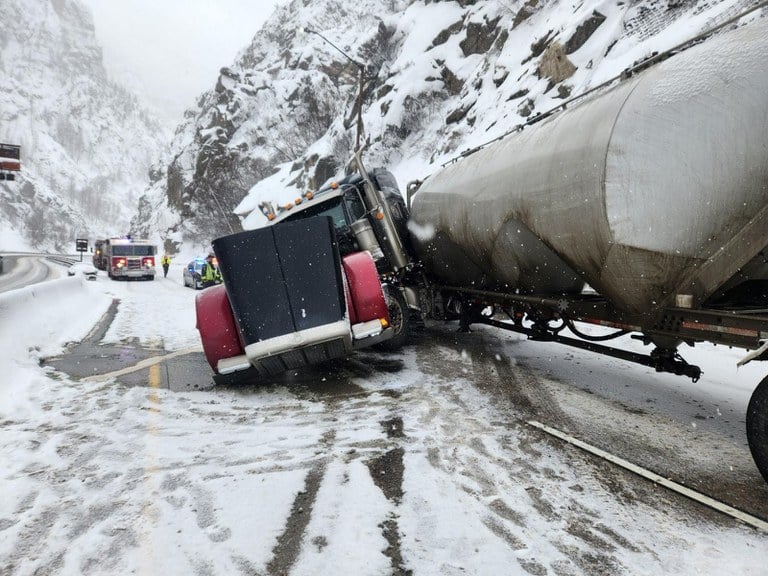 Commercial motor vehicle crash in Glenwood Canyon