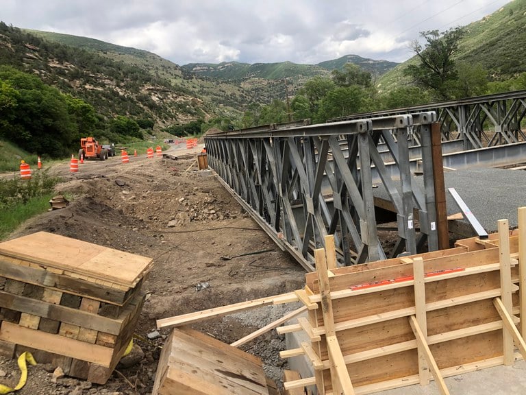 CO 133 Temporary Bridge Being Placed