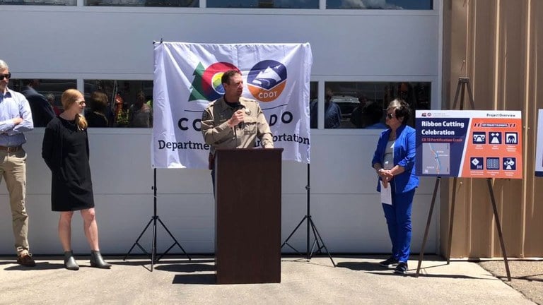 CO Parks and Wildlife assistant area manager speaks at celebration for the completed project