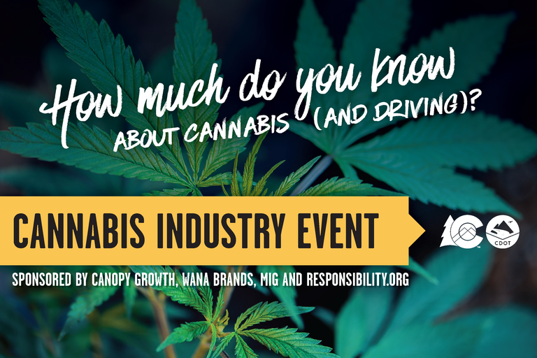 How much do you know about cannabis and driving Cannabis Industry Event sponsored by Canopy Growth, Wana Brands, MIG and Responsiblity.org graphic