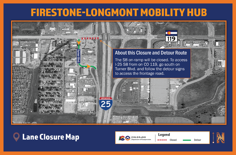 Firestone-Longmont Mobility Hub Lane Closure Map