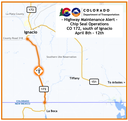 Map of chip seal operations taking place April 8 through 12 on CO 172 south of Ignacio.png thumbnail image