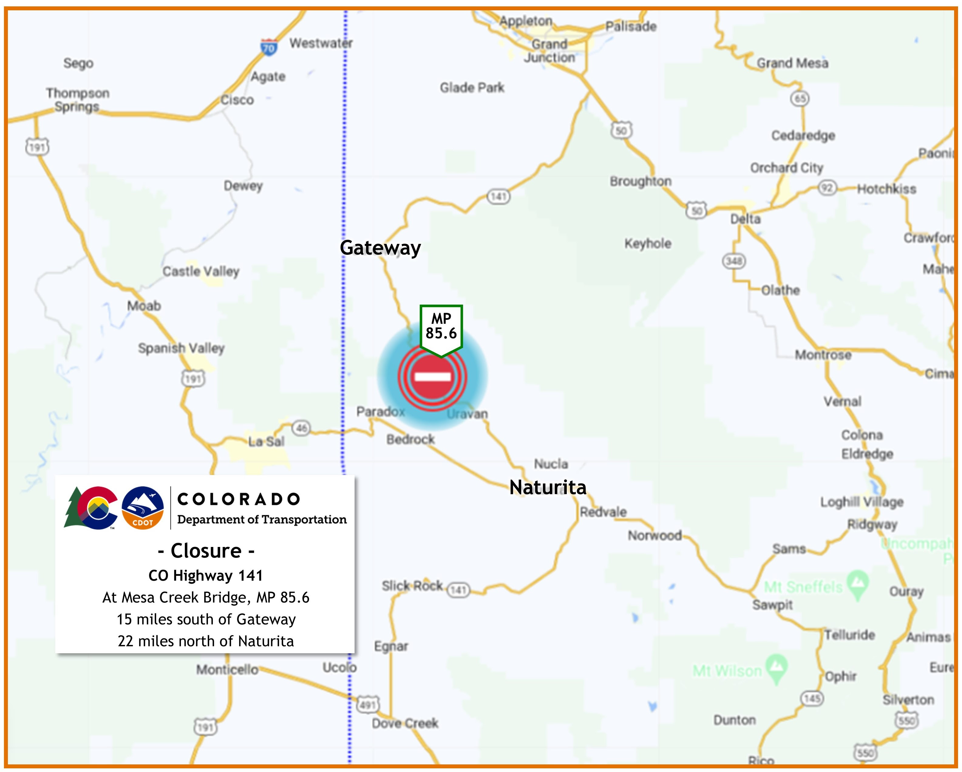CO 141 Mesa Creek Bridge Closure Map.jpg detail image