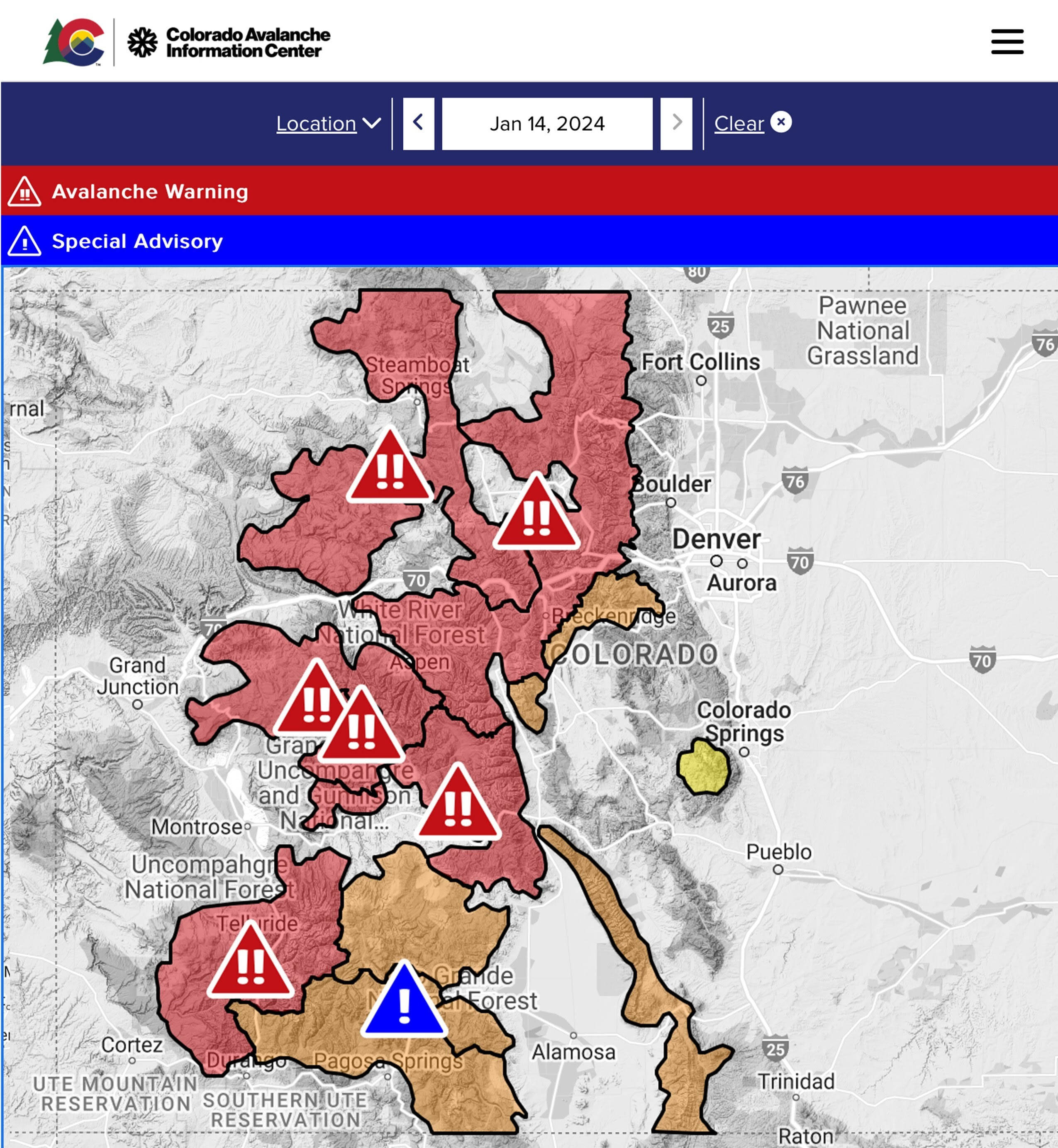 Colorado Avalanche Information Center 01142024 storm map.jpg detail image