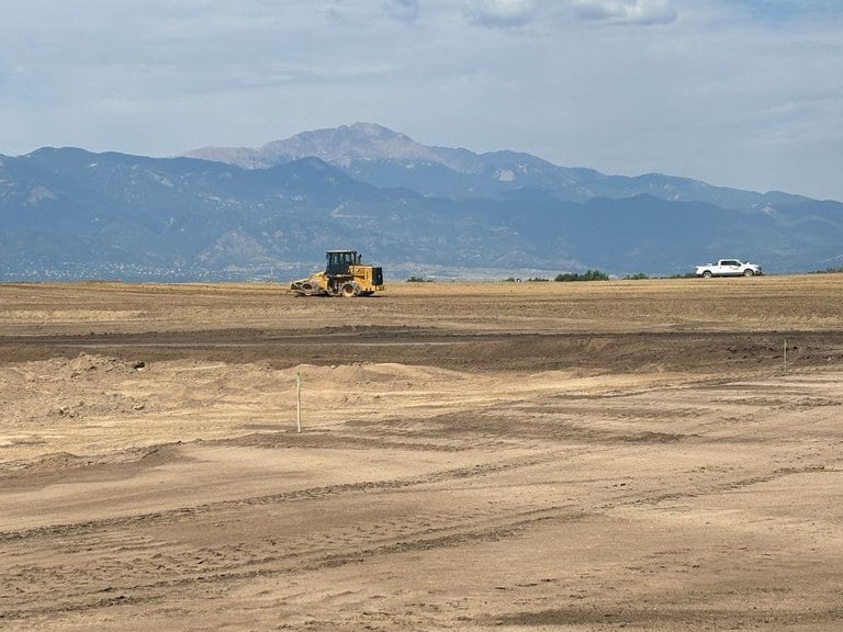 Dirt work in preparation of the CO 21 Powers Boulevard and Airport Road Diverging Diamond Interchange