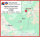 Highway Travel Alert CO 145 Telluride to Rico closure map for 032124.png thumbnail image