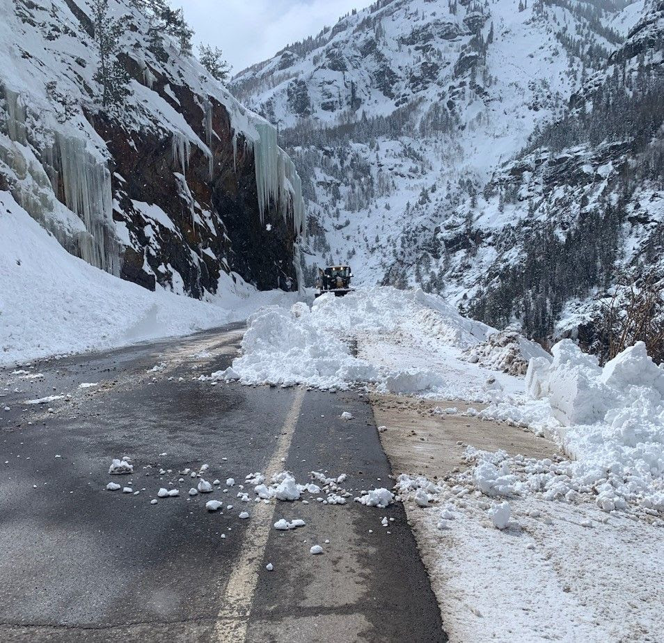 Snow slide debris from US Highway 550 south of Ouray during previous winter maintenance operations that occurred on 031524.jpg detail image