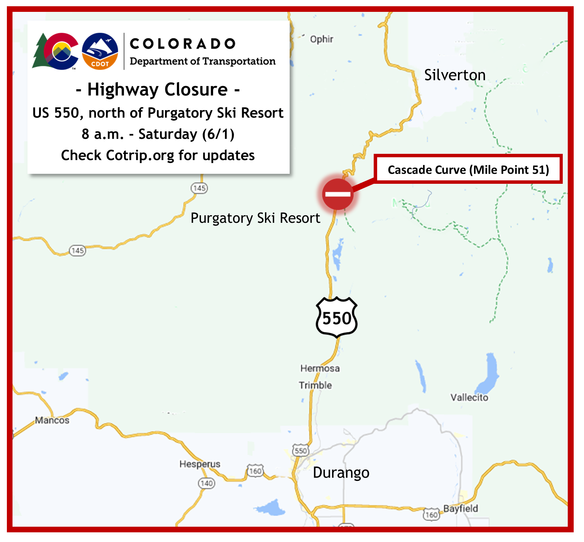 US 550 Closure Map North of Purgatory Ski Resort.png detail image