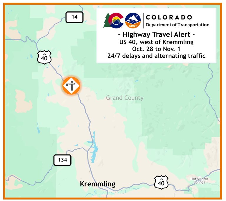 Map of culvert replacement operations on US 40 near Badger Creek (MP 166 to 167)