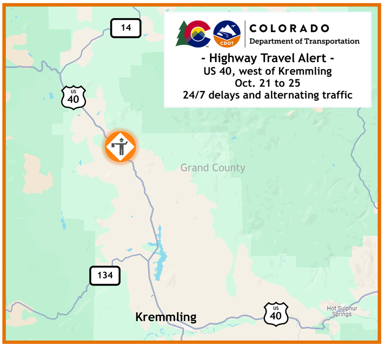 Map of Culvert replacement operations on US 40 at Badger Creek