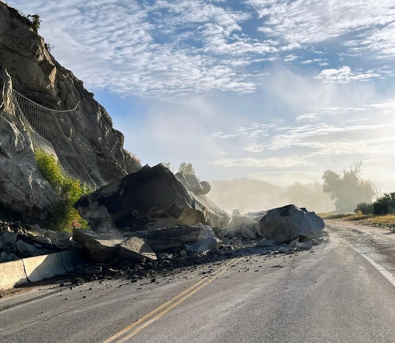 A rockslide on US Highway 40 west of Steamboat Springs