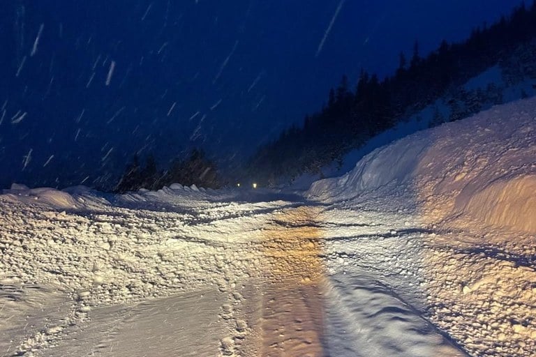 Avalanche debris covering US 6 Loveland Pass from the Seven Sisters slide paths