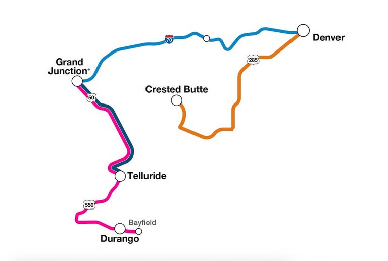 Crested Butte to Denver and Durango to Grand Junction Routes