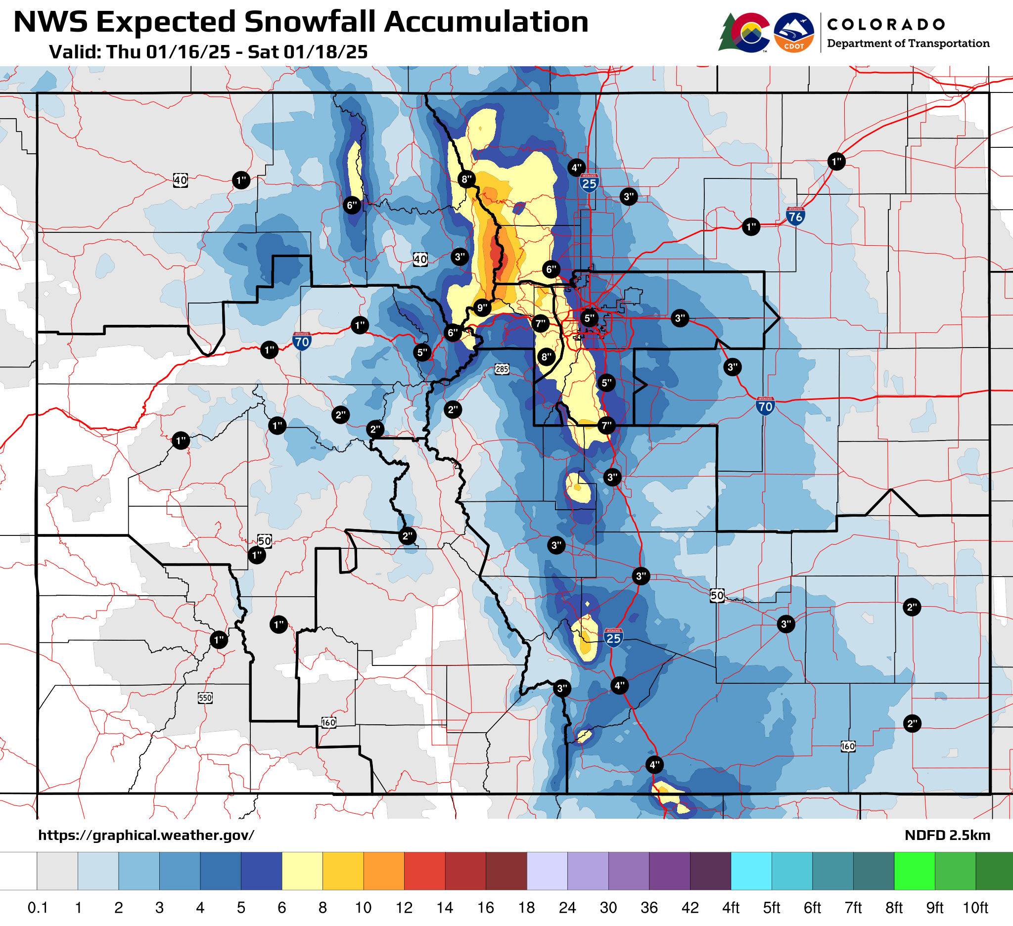 National Weather Service Expected Snowfall Accumulation Map 01162025 to 01182025.png detail image