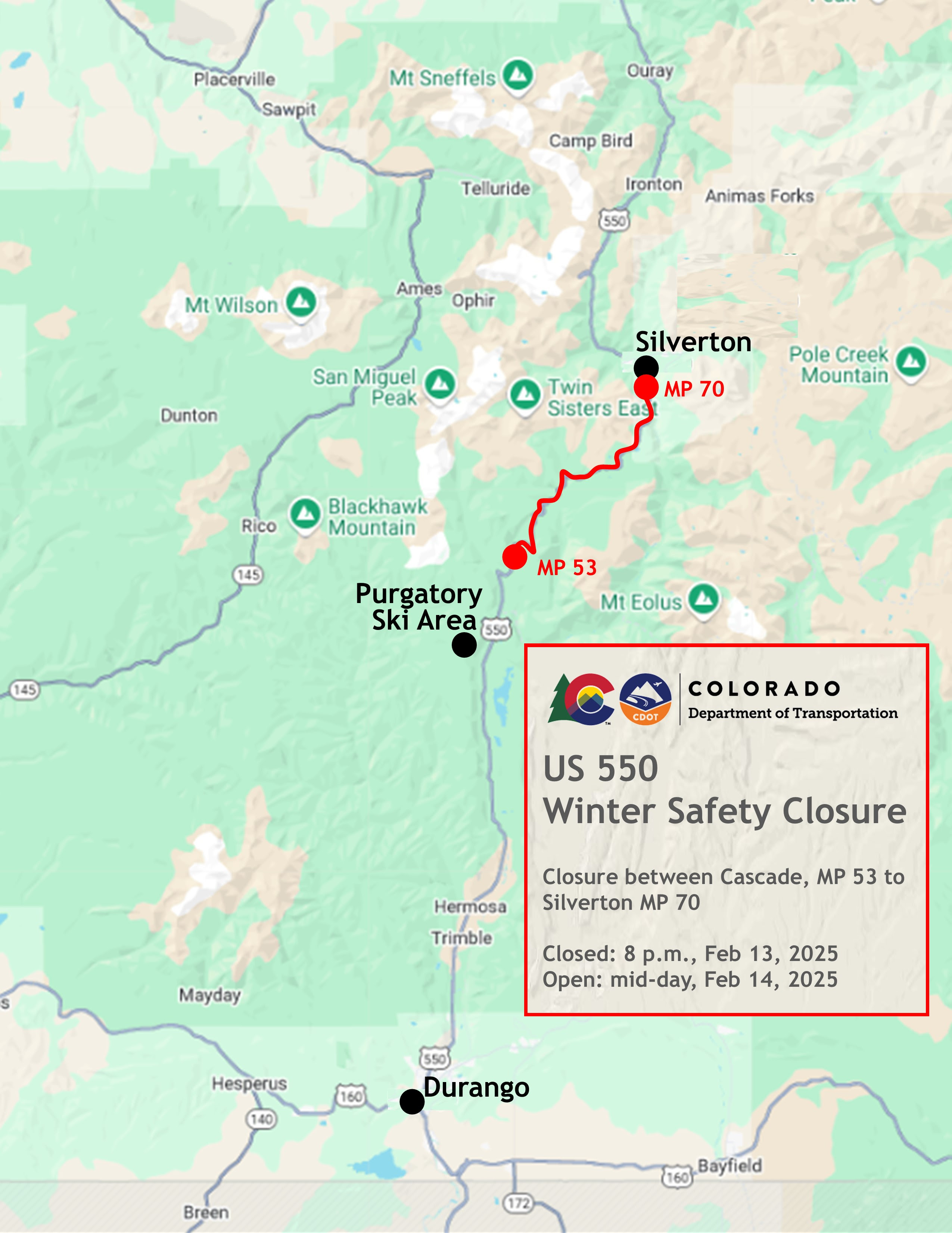 US 550 Winter Safety Closure Cascade Silverton 02132025.jpg detail image