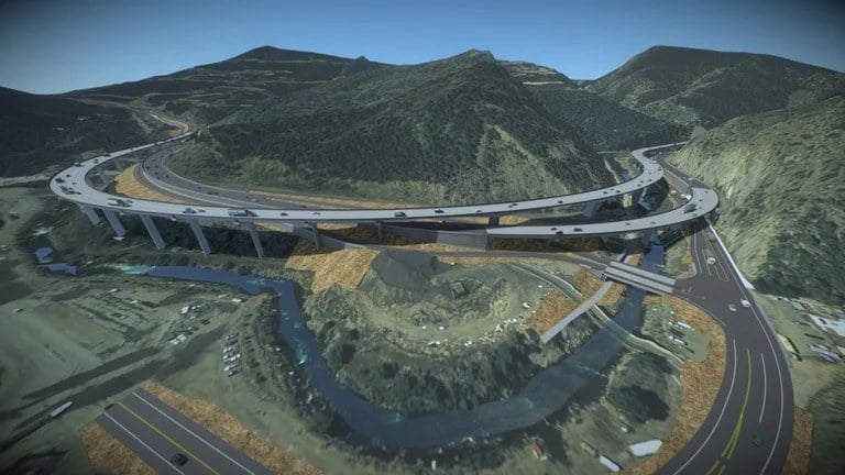 Rendering of the Future I-70 Floyd Hill Viaduct