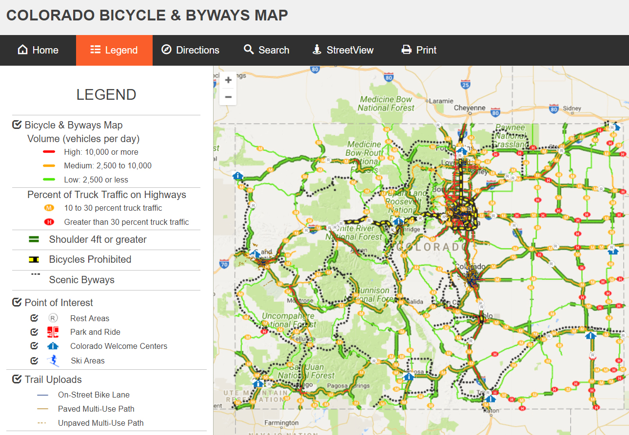 Colorado Department Of Transportation Road Conditions Map Colorado Bicycling Map — Colorado Department of Transportation