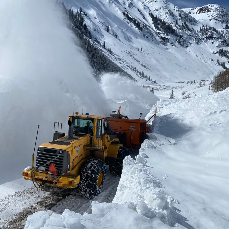 Heavy machinery during an avalanche mitigation