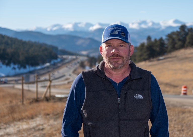 CDOT’s head meteorologist Mike Chapman overlooking the I-70 mountain corridor near Genesee