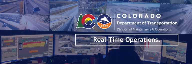 Department of Transportation Division of Maintenance and Operations, Real-Time Operations logo with traffic operations center in the backdrop